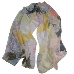 Lulla Collection by Bindya Paisley Print Scarf Wrap –‎ Yellow Pink Gray